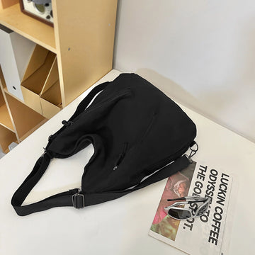 Qfdian Women's Backpack Multi-Purpose Bag Large Capacity Pure Color Design Versatile Commuter Crossbody Bag Personalized Trendyy Canvas Bag Shoulder Bag Backpack